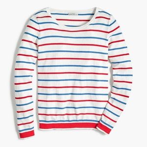 J.Crew Factory Peyton cotton crewneck red white blue striped sweater size M